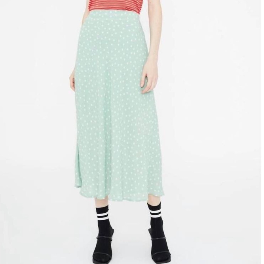 Wild Pony green and white polka dot midi skirt